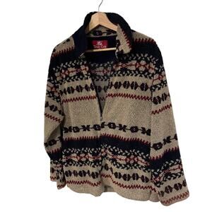 True Grit Quarter Zip Pullover Sherpa Fleece Tan Black Red Unisex L
